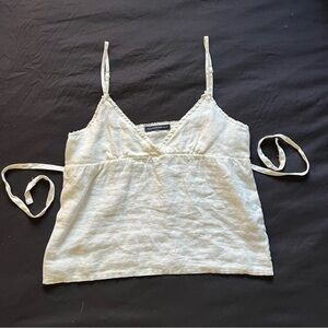 White linen tie back babydoll tank top cottagecore from Brandy Melville